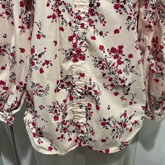 J.Crew classic collarless puff sleeve button down floral shirt size 10 - Picture 5 of 12